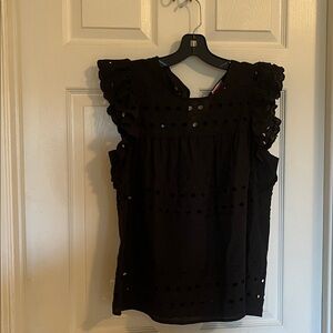 Kate Spade Black Ruffled Eyelet Women's Top size large